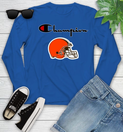 NFL Football Cleveland Browns Champion Shirt Youth Long Sleeve 7