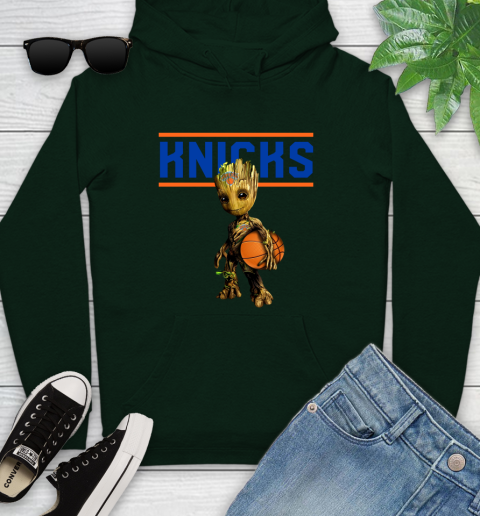 New York Knicks NBA Basketball Groot Marvel Guardians Of The Galaxy Youth Hoodie 13