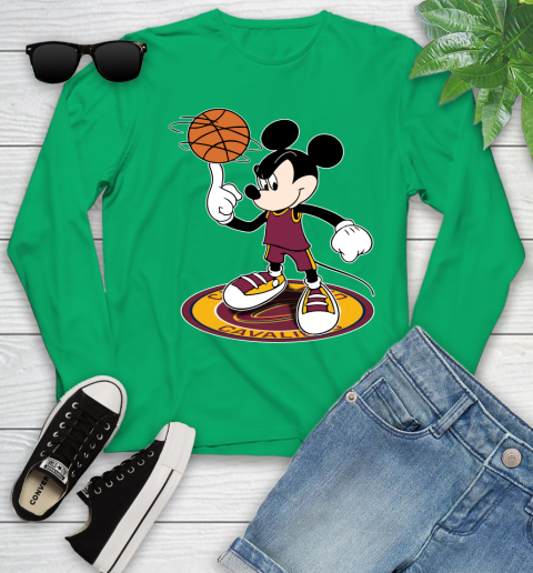 NBA Basketball Cleveland Cavaliers Cheerful Mickey Disney Shirt Youth Long Sleeve 6