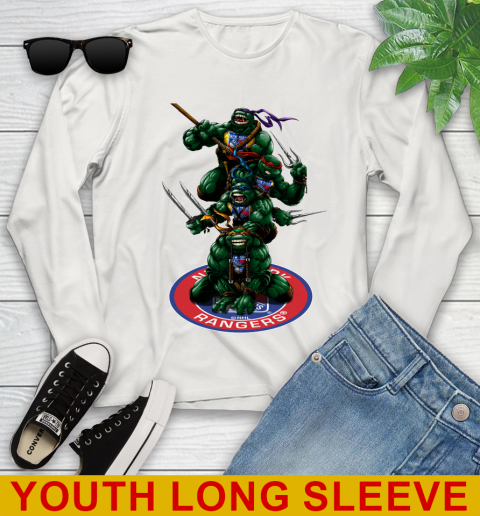 NHL Hockey New York Rangers Teenage Mutant Ninja Turtles Shirt Youth Long Sleeve 12