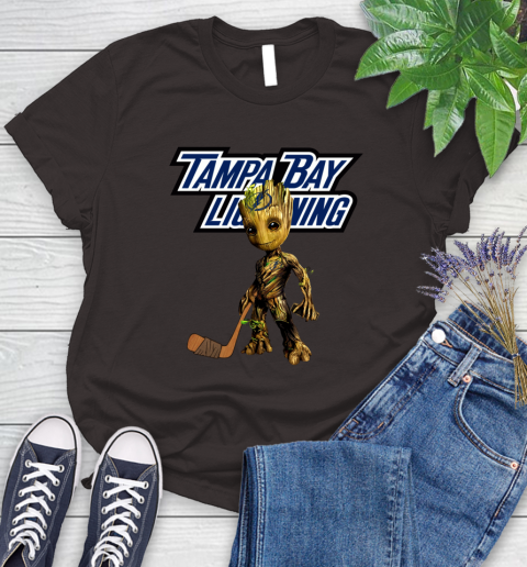Tampa Bay Lightning NHL Hockey Groot Marvel Guardians Of The Galaxy Women's T-Shirt 8