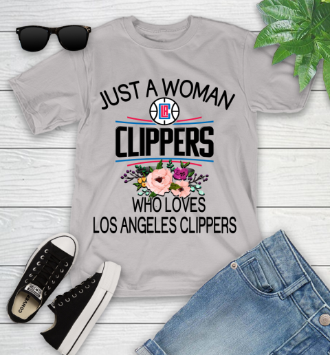 NBA Just A Woman Who Loves Los Angeles Clippers Basketball Sports Youth T-Shirt 10