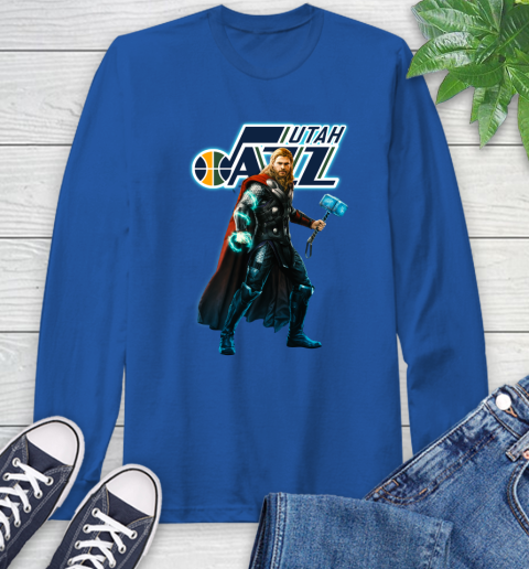 NBA Thor Avengers Endgame Basketball Utah Jazz Long Sleeve T-Shirt 9