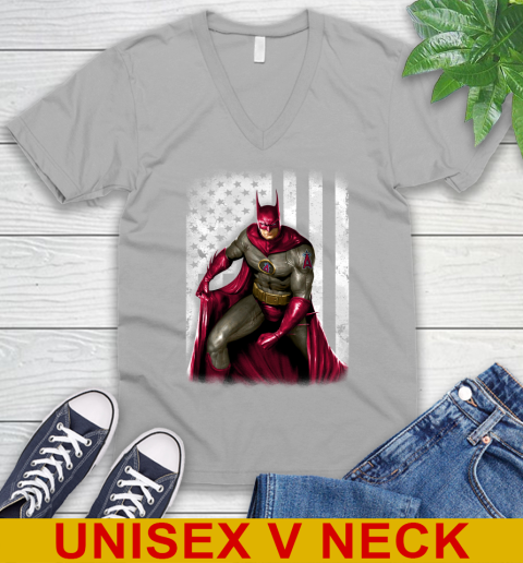 Los Angeles Angels MLB Baseball Batman DC American Flag Shirt V-Neck T-Shirt - Image 4