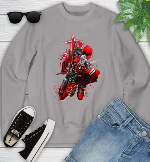 NBA Deadpool Marvel Comics Sports Basketball Houston Rockets Youth Sweatshirt 4