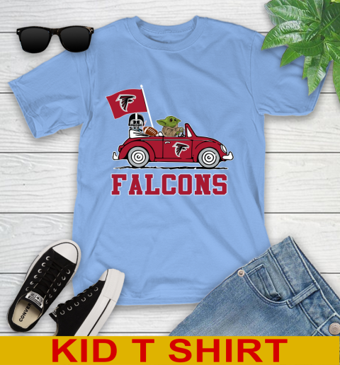 NFL Football Atlanta Falcons Darth Vader Baby Yoda Driving Star Wars Shirt Youth T-Shirt 11