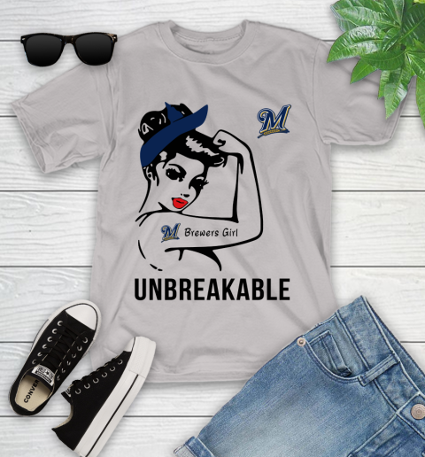 MLB Milwaukee Brewers Girl Unbreakable Baseball Sports Youth T-Shirt 10