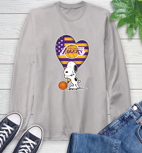 Los Angeles Lakers NBA Basketball The Peanuts Movie Adorable Snoopy Long Sleeve T-Shirt 12