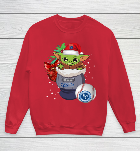Kansas City Royals Christmas Baby Yoda Star Wars Funny Happy MLB Youth Sweatshirt 9