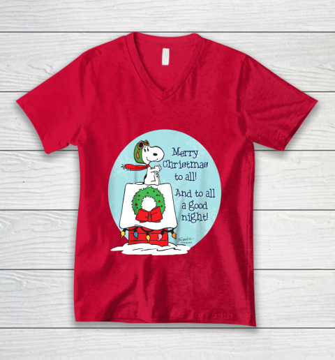 Peanuts Snoopy Merry Christmas and to all Good Night V-Neck T-Shirt 14