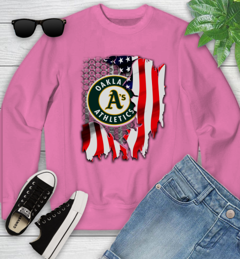 Oakland Athletics MLB Baseball American Flag Youth Sweatshirt 6
