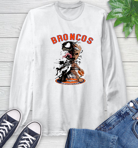 NFL Denver Broncos Football Venom Groot Guardians Of The Galaxy Long Sleeve T-Shirt