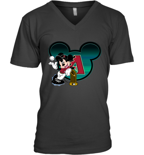 MLB Arizona Diamondbacks The Commissioner's Trophy Mickey Mouse Disney Baseball T Shirt BS40XP24s66 v neck unisex 8 95 151514 front black