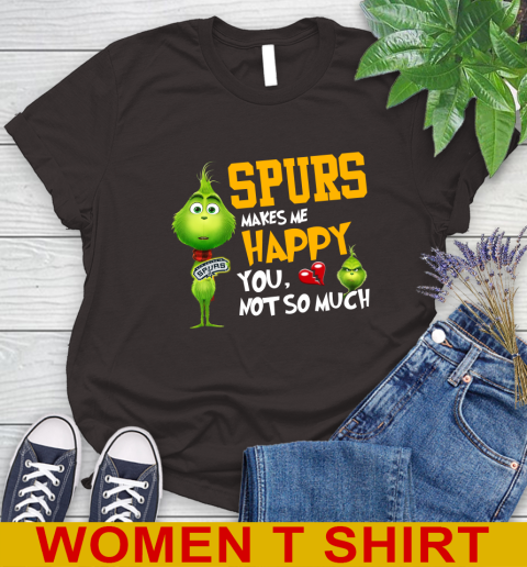 NBA San Antonio Spurs Makes Me Happy You Not So Much Grinch Basketball Sports Women's T-Shirt 9