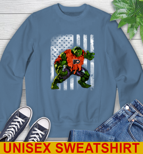 Philadelphia Flyers Hulk Marvel Avengers NHL Hockey American Flag Sweatshirt 10