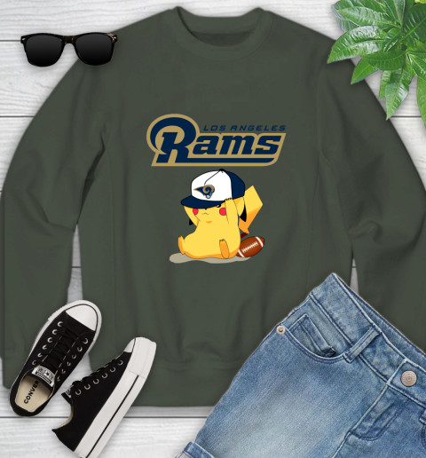 NFL Pikachu Football Sports Los Angeles Rams Youth Sweatshirt 10
