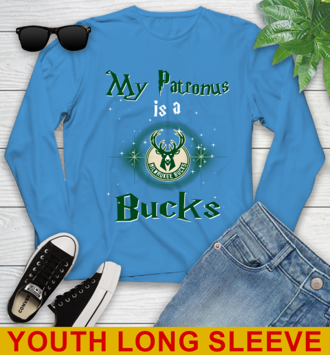 NBA Basketball Harry Potter My Patronus Is A Milwaukee Bucks Youth Long Sleeve 8