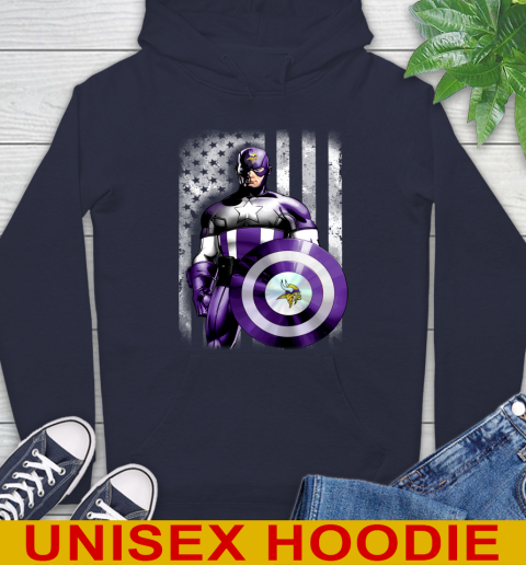 Minnesota Vikings NFL Football Captain America Marvel Avengers American Flag Shirt Hoodie 3