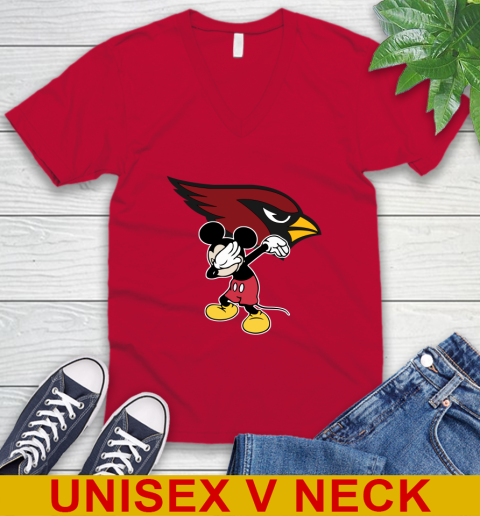 Arizona Cardinals NFL Football Dabbing Mickey Disney Sports V-Neck T-Shirt 7