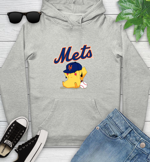 MLB Pikachu Baseball Sports New York Mets Youth Hoodie