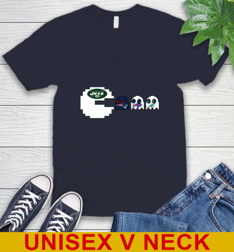 New York Jets NFL Football Pac Man Champion V-Neck T-Shirt 3