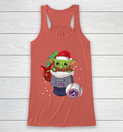 Atlanta Braves Christmas Baby Yoda Star Wars Funny Happy MLB Racerback Tank 4
