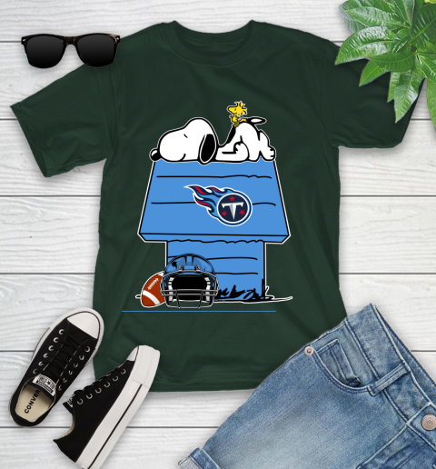 Tennessee Titans NFL Football Snoopy Woodstock The Peanuts Movie Youth T-Shirt 5