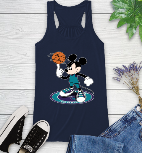 NBA Basketball Charlotte Hornets Cheerful Mickey Disney Shirt Racerback Tank 11