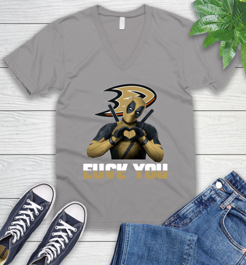 NHL Deadpool Love You Fuck You Hockey Sports V-Neck T-Shirt 3