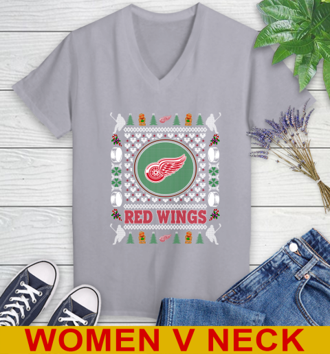 Detroit Red Wings Merry Christmas NHL Hockey Loyal Fan Women's V-Neck T-Shirt 4