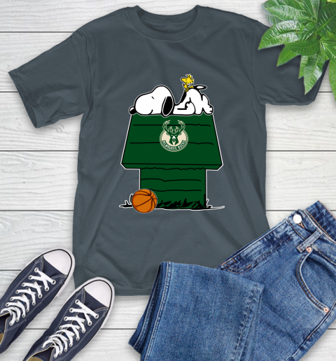Milwaukee Bucks NBA Basketball Snoopy Woodstock The Peanuts Movie T-Shirt 9