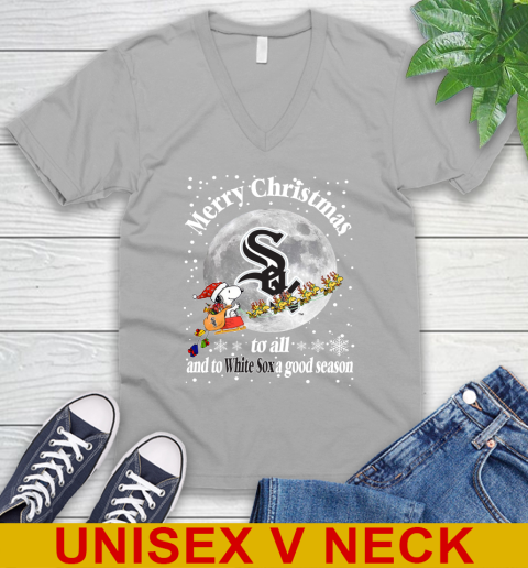 White Sox Merry Christmas To All And To White Sox A Good Season MLB Baseball Sports V-Neck T-Shirt 3