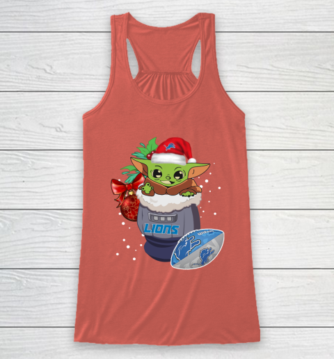 Detroit Lions Christmas Baby Yoda Star Wars Funny Happy NFL Racerback Tank 4