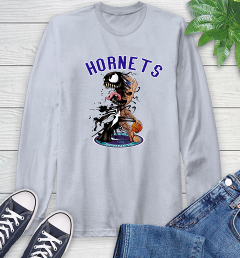 NBA Charlotte Hornets Basketball Venom Groot Guardians Of The Galaxy Long Sleeve T-Shirt 6