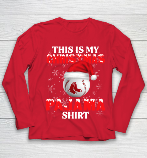 Boston Red Sox This Is My Christmas Pajama Shirt MLB Youth Long Sleeve 8