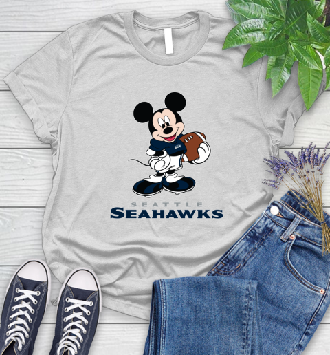 NFL Football Seattle Seahawks Cheerful Mickey Mouse Shirt Women's T-Shirt 2