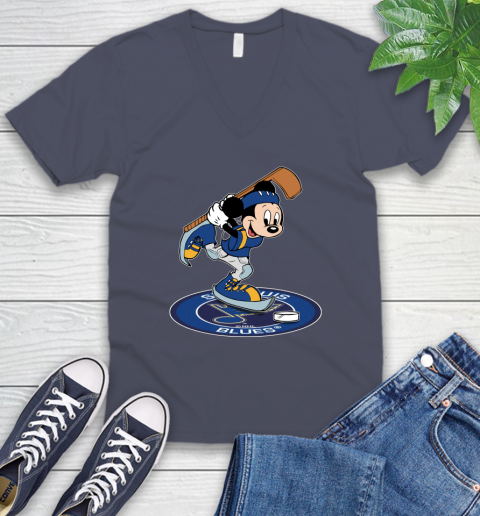 NHL Hockey St.Louis Blues Cheerful Mickey Disney Shirt V-Neck T-Shirt 9 NHL Hockey St.Louis Blues Cheerful Mickey Disney Shirt V-Neck T-Shirt - Image 9