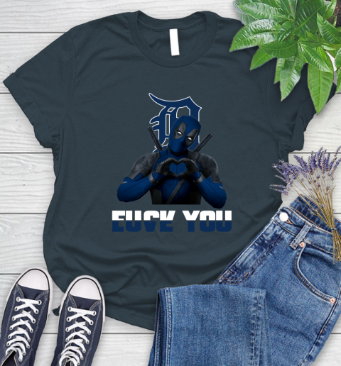 MLB Detroit Tigers Deadpool Love You Fuck You Baseball Sports Women's T-Shirt - Image 12