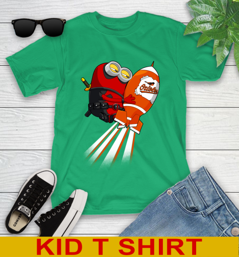 MLB Baseball Baltimore Orioles Deadpool Minion Marvel Shirt Youth T-Shirt 7