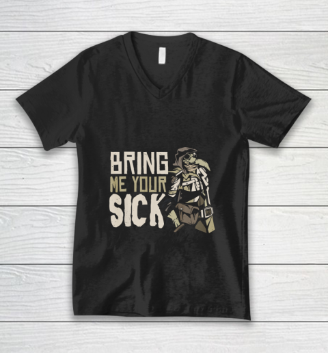 Bring Me Your Sick Halloween Costume Men Women Plague Doctor V-Neck T-Shirt