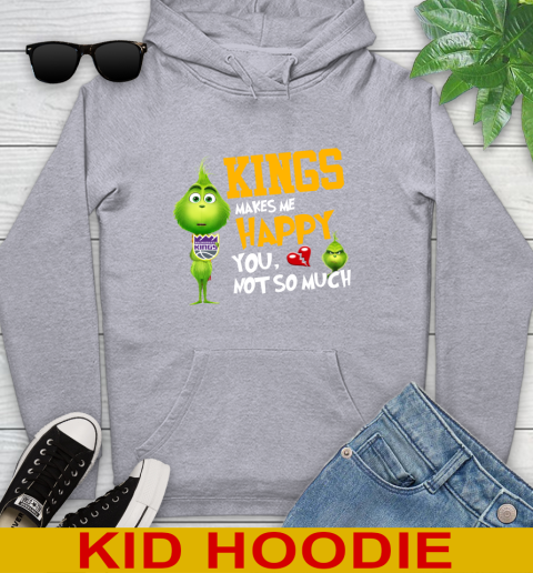 NBA Sacramento Kings Makes Me Happy You Not So Much Grinch Basketball Sports Youth Hoodie 6