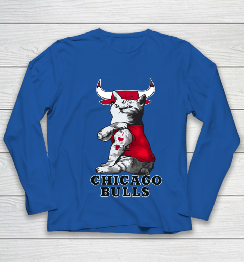 NBA Basketball My Cat Loves Chicago Bulls Youth Long Sleeve 7
