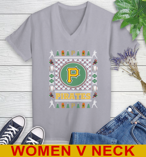 Pittsburgh Pirates Merry Christmas MLB Baseball Loyal Fan Women's V-Neck T-Shirt 4