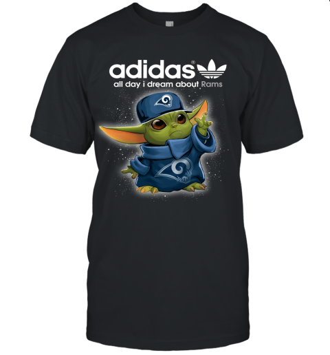 Baby Yoda Adidas All Day I Dream About Los Angeles Rams Unisex Jersey Tee