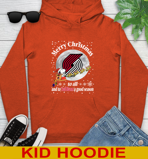 Portland Trail Blazers Merry Christmas To All And To Trail Blazers A Good Season NBA Basketball Sports Youth Hoodie 4
