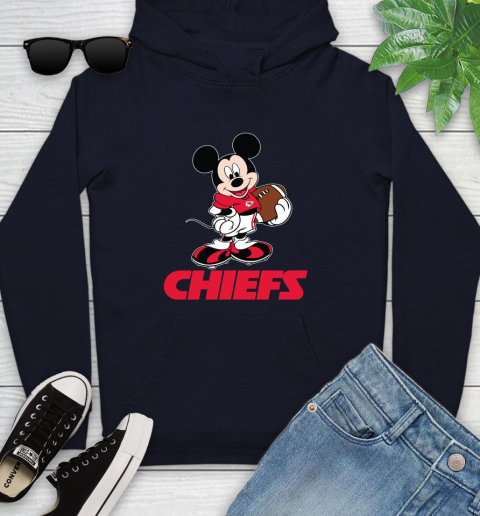 NFL Football Kansas City Chiefs Cheerful Mickey Mouse Shirt Youth Hoodie 4