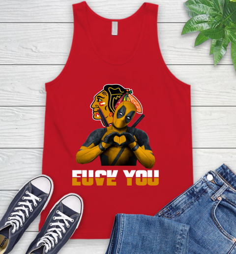 NHL Chicago Blackhawks Deadpool Love You Fuck You Hockey Sports Tank Top 5