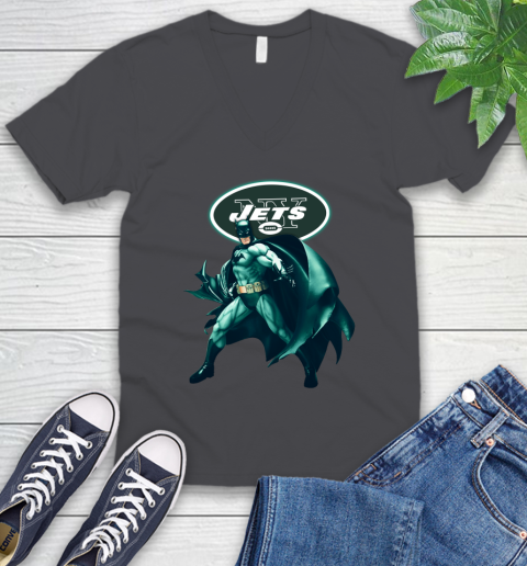 NFL Batman Football Sports New York Jets V-Neck T-Shirt 5