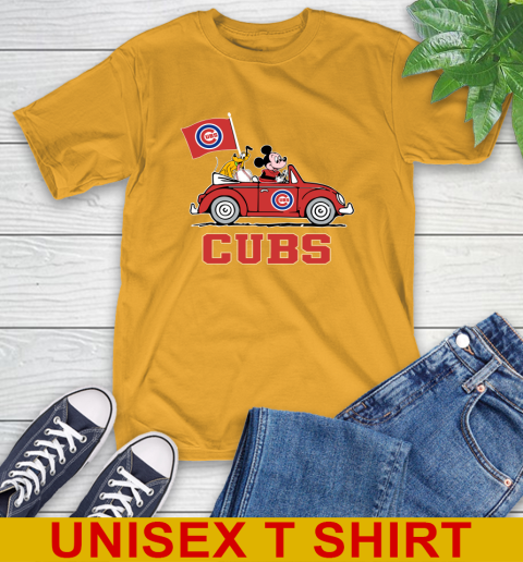 MLB Baseball Chicago Cubs Pluto Mickey Driving Disney Shirt T-Shirt 3