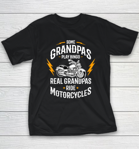 Mens Some Grandpas Play Bingo Real Grandpas Ride Motorcycles Youth T-Shirt